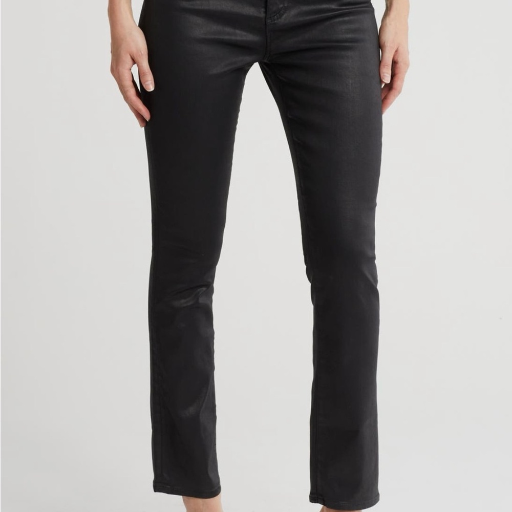 AG Adriano Goldschmied Black Straight Leg Faux Leather Jeans